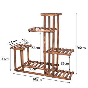 6 Tiered Wood Plant Flower Stand Shelf Planter Pots Shelves Rack Holder Display for Multiple Plants Indoor Outdoor Garden Patio